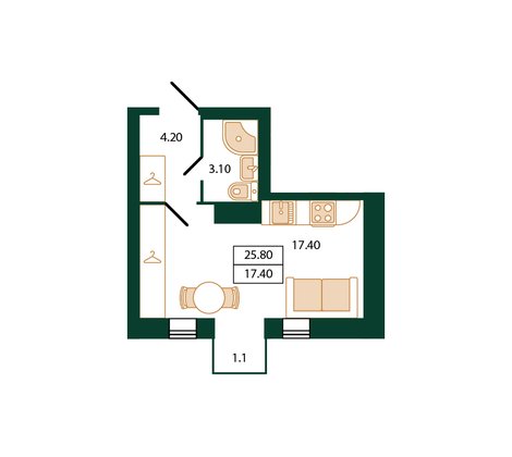 Квартира 25,8 м2