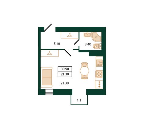 Квартира 30,9 м2